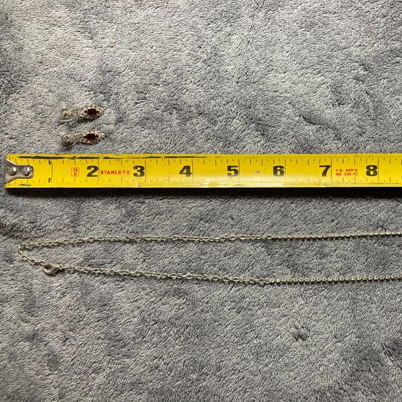 Faux Ruby and Diamond Necklace and Earrings - Picture 7 of 9